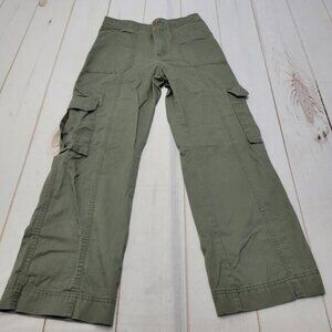 Abercrombie and Fitch high rise green cargo straight leg military pants utility